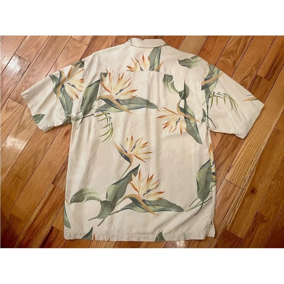 Tommy Bahama Men’s Size L Hawaiian 100% Silk Shirt Floral Bird Of Paradise - Picture 6 of 8